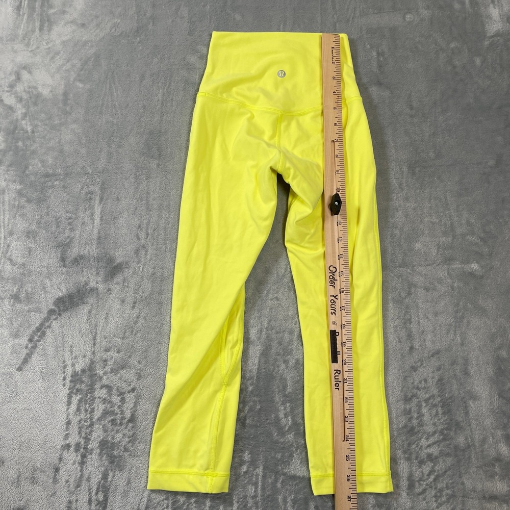 Lululemon Align Leggings Womens Size 2 High-Rise Crop 21 Neon Yellow Nulu - Picture 3 of 5